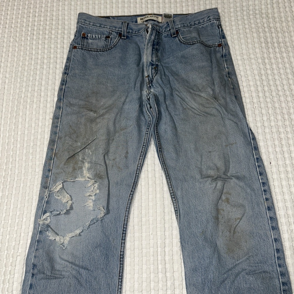 Vintage Y2K Levi's 505 Jeans 34x34 Light Wash Destroyed Distressed Grunge